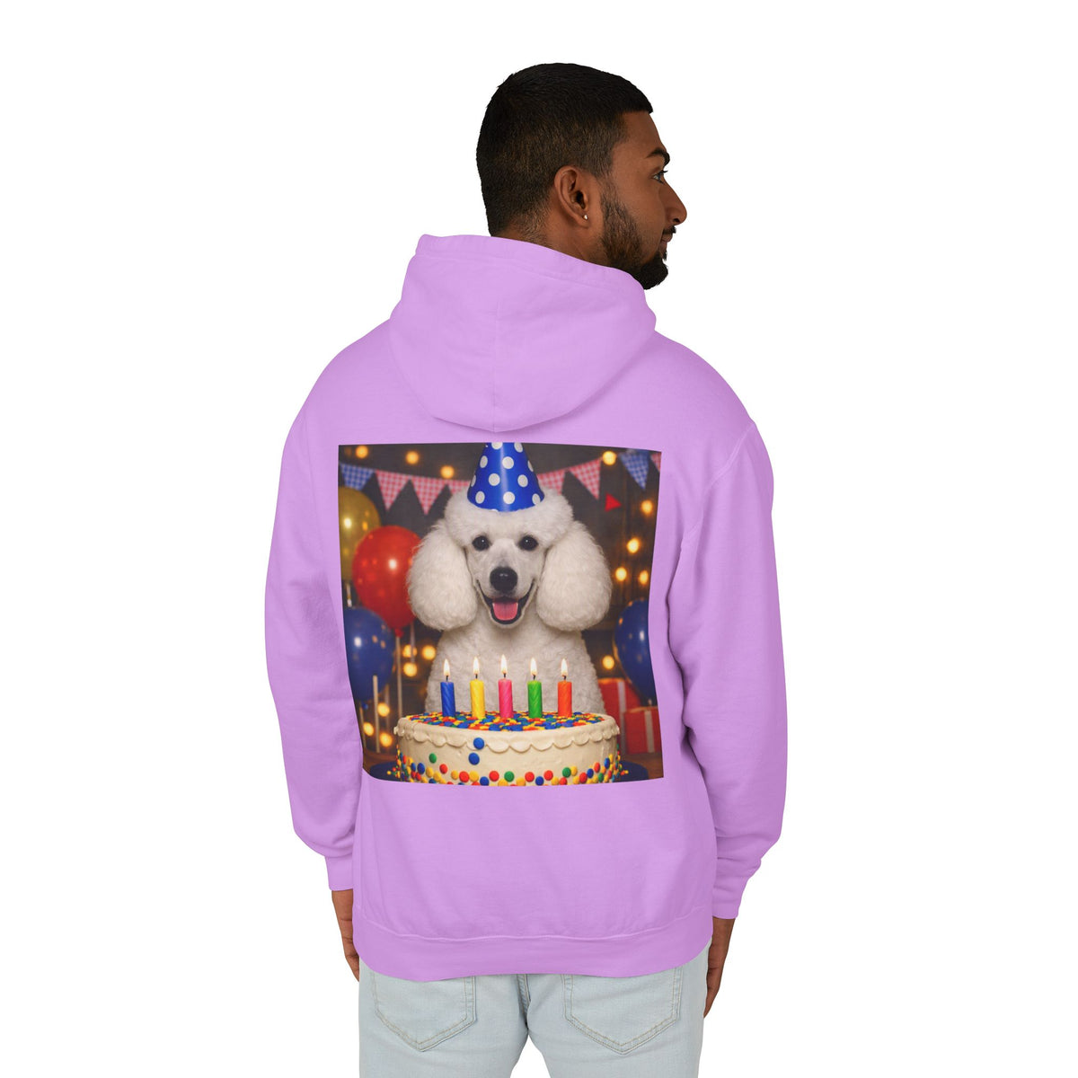 Birthday Buddy Poodle Unisex Lightweight Hoodie