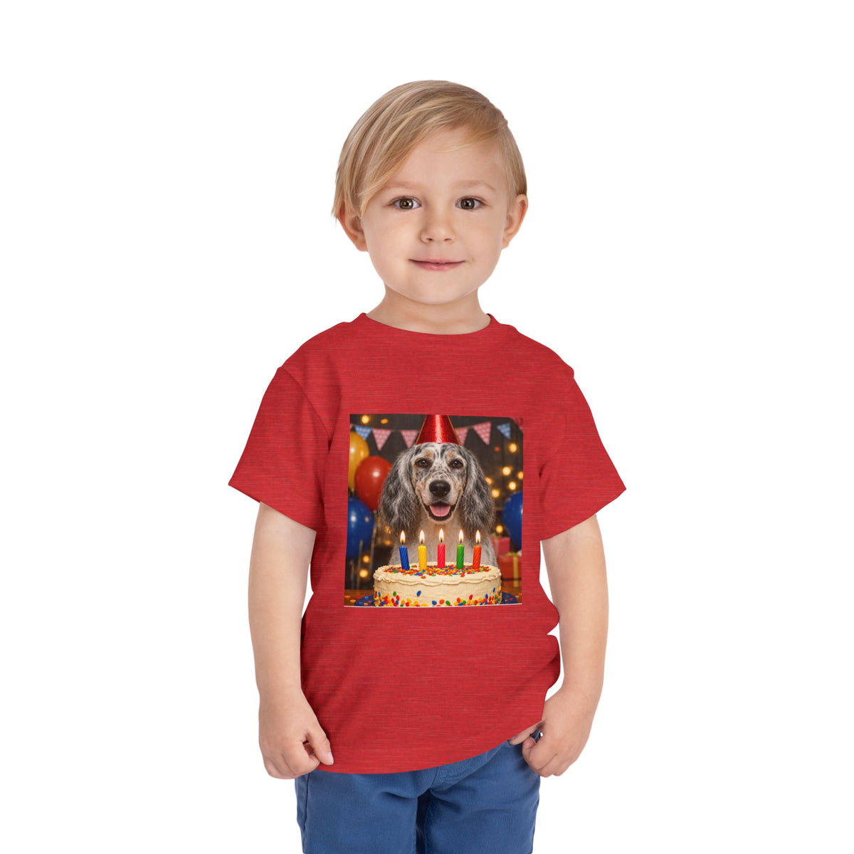 Birthday Buddy English Setter Toddler Unisex Short Sleeve Crewneck Tee