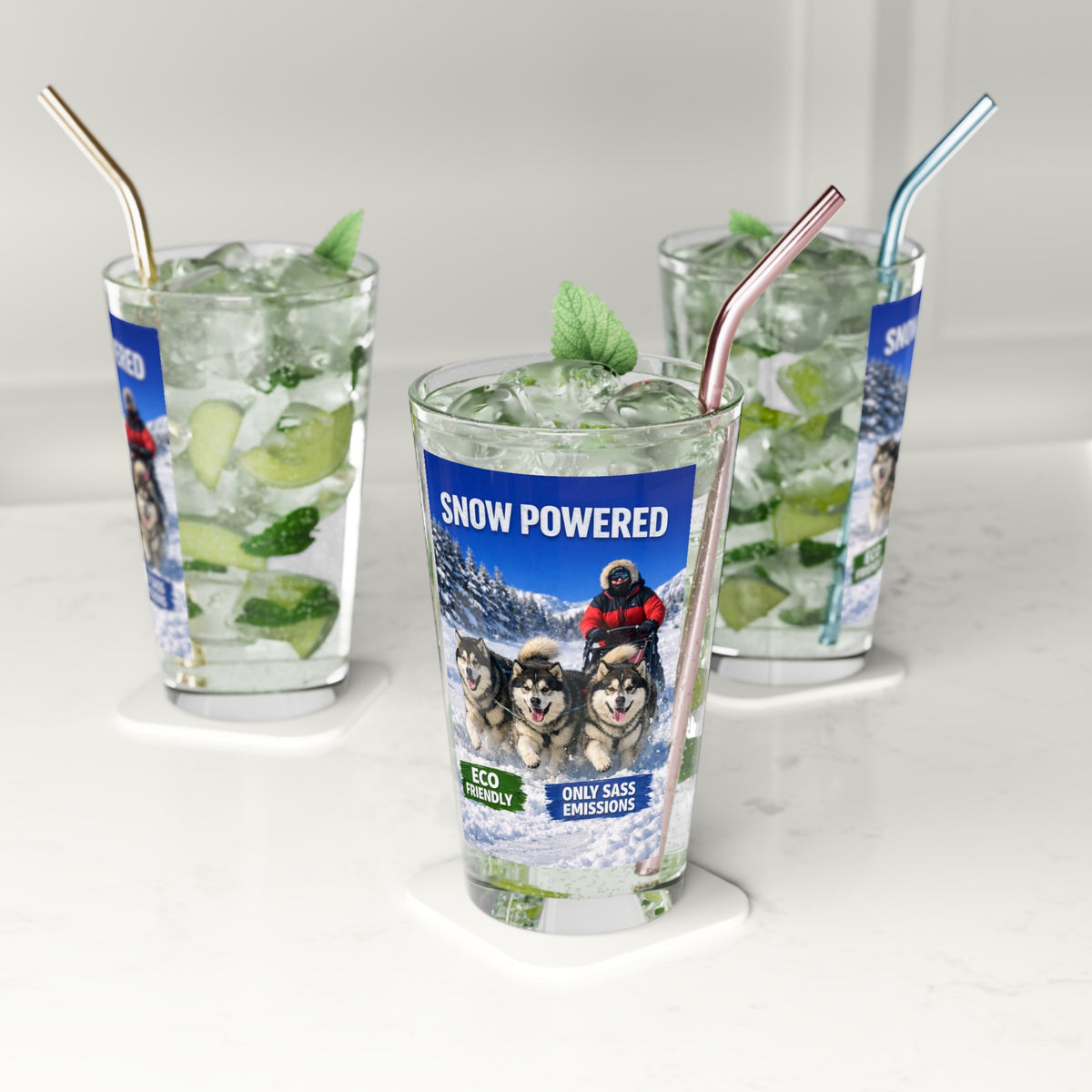 Snow Powered Drinking Glass