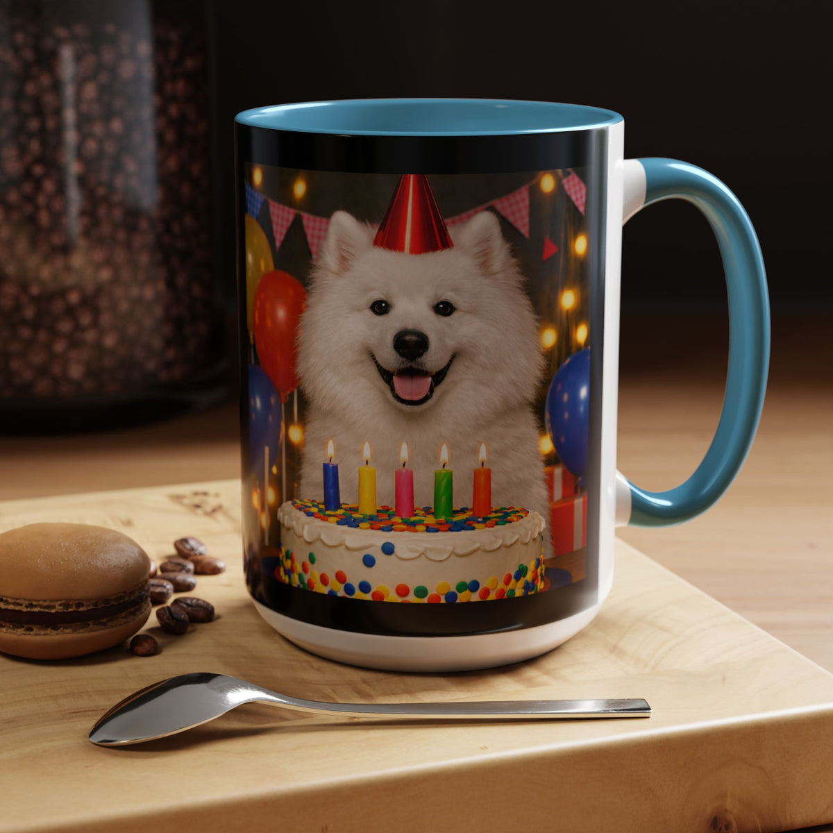 Birthday Buddy Samoyed 2-Tone Coffee Mug