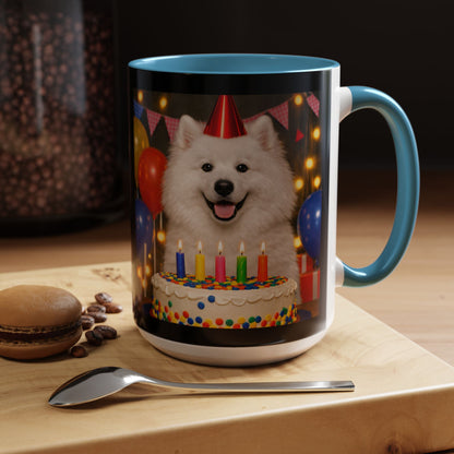 Birthday Buddy Samoyed 2-Tone Coffee Mug