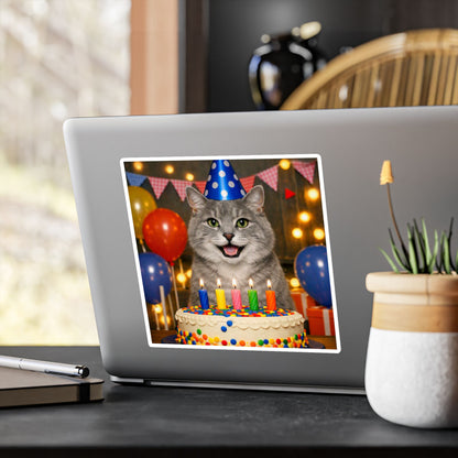 Birthday Buddy Cat Vinyl Decal