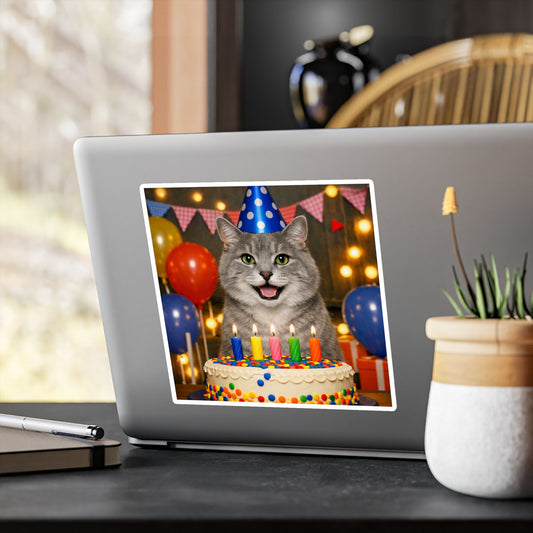 Birthday Buddy Cat Vinyl Decal