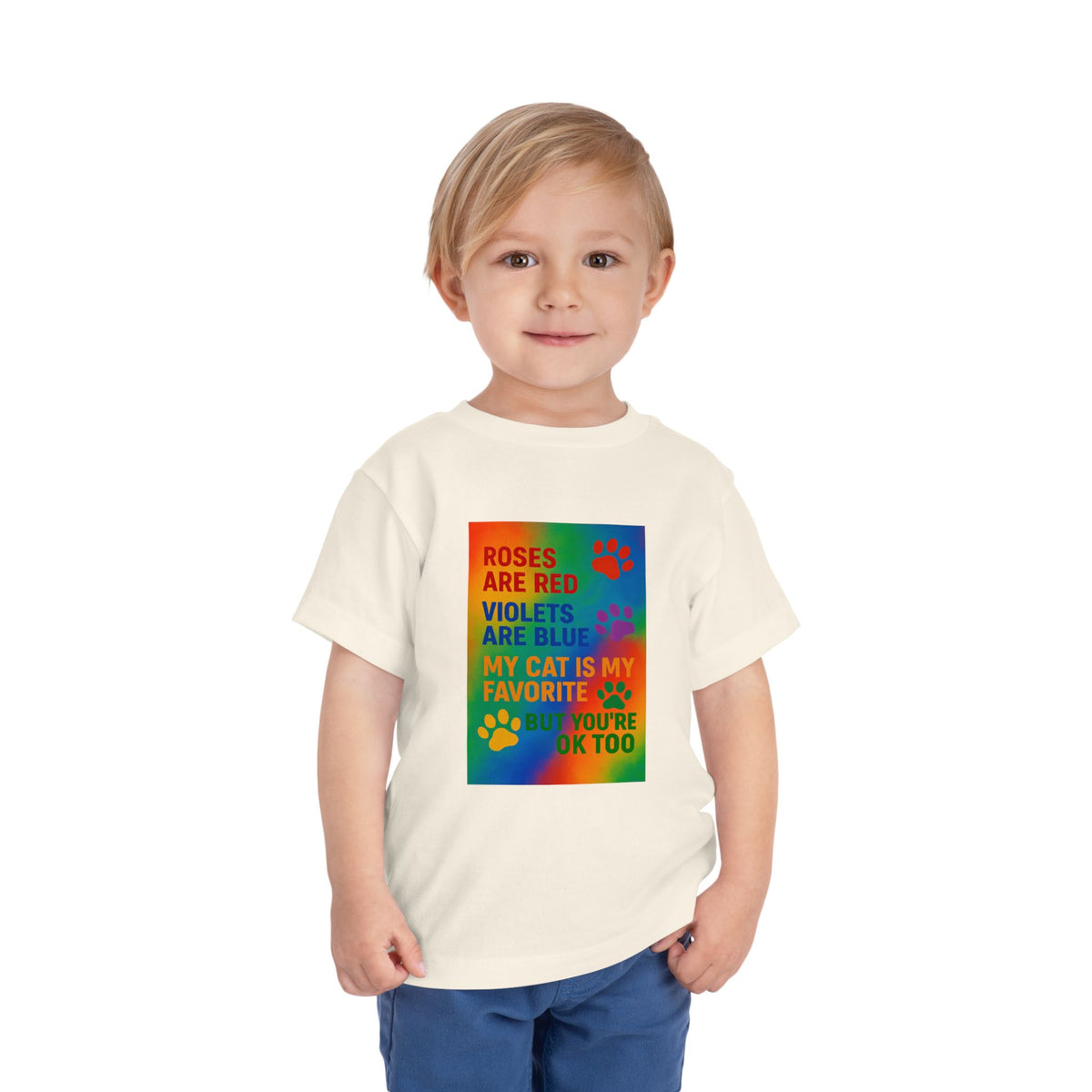 Roses Are Red Cat Toddler Unisex Short Sleeve Crewneck Tee
