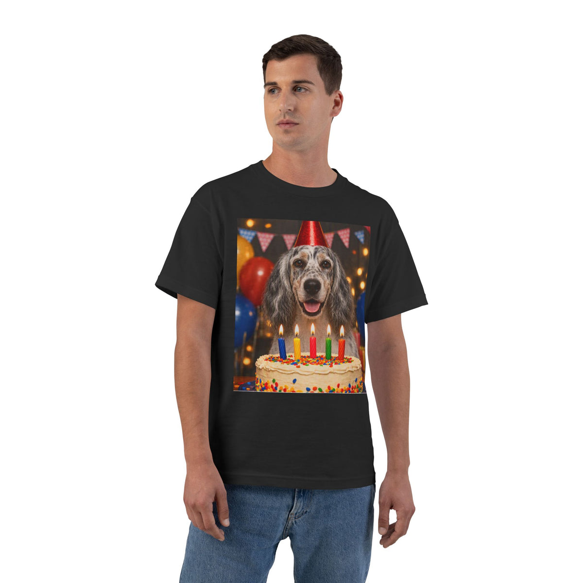 Birthday Buddy English Setter Men's Short-Sleeve Crewneck Tee