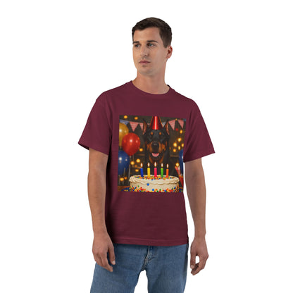 Birthday Buddy Doberman Men's Short-Sleeve Crewneck Tee
