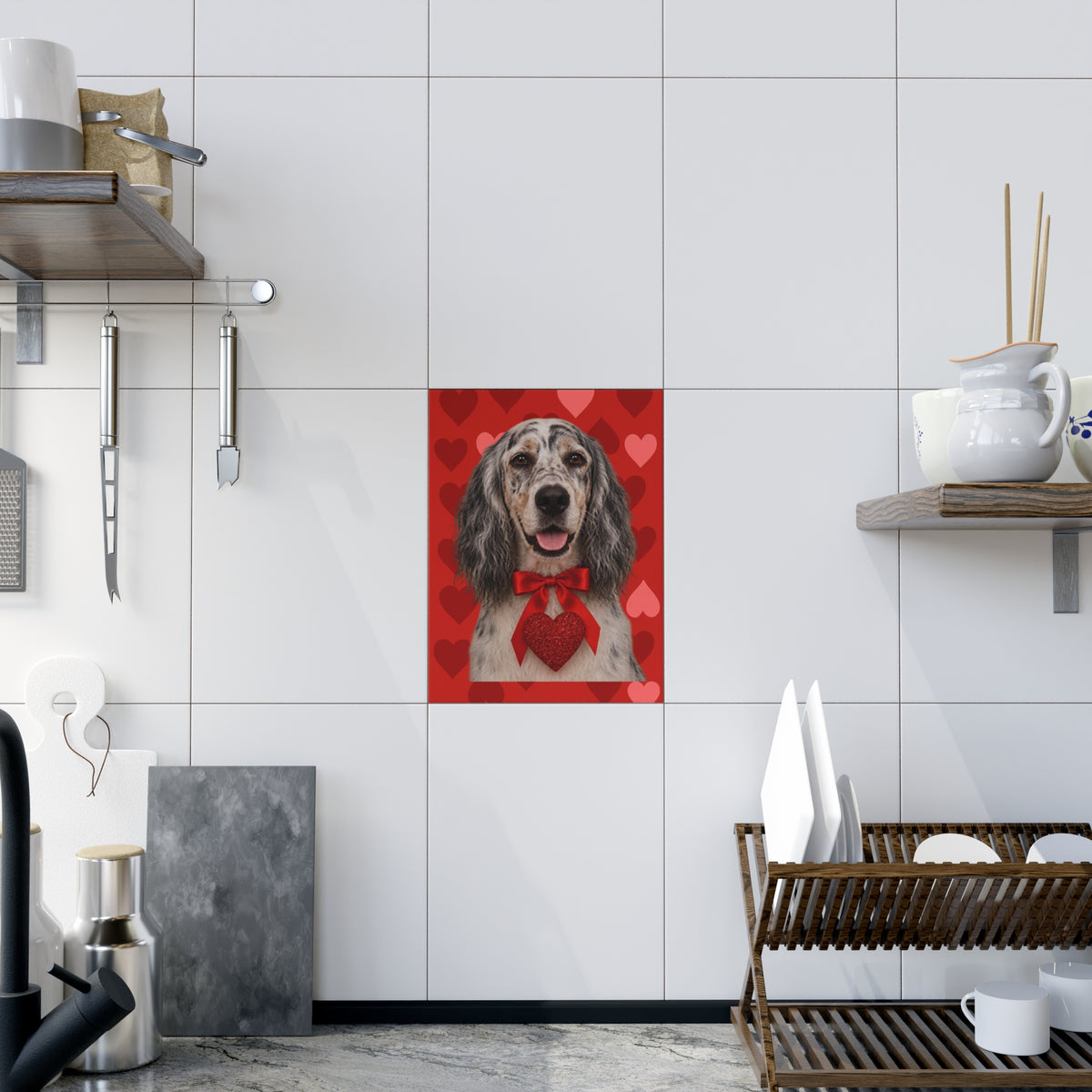 Cupid's Companion English Setter Ceramic Photo Tile