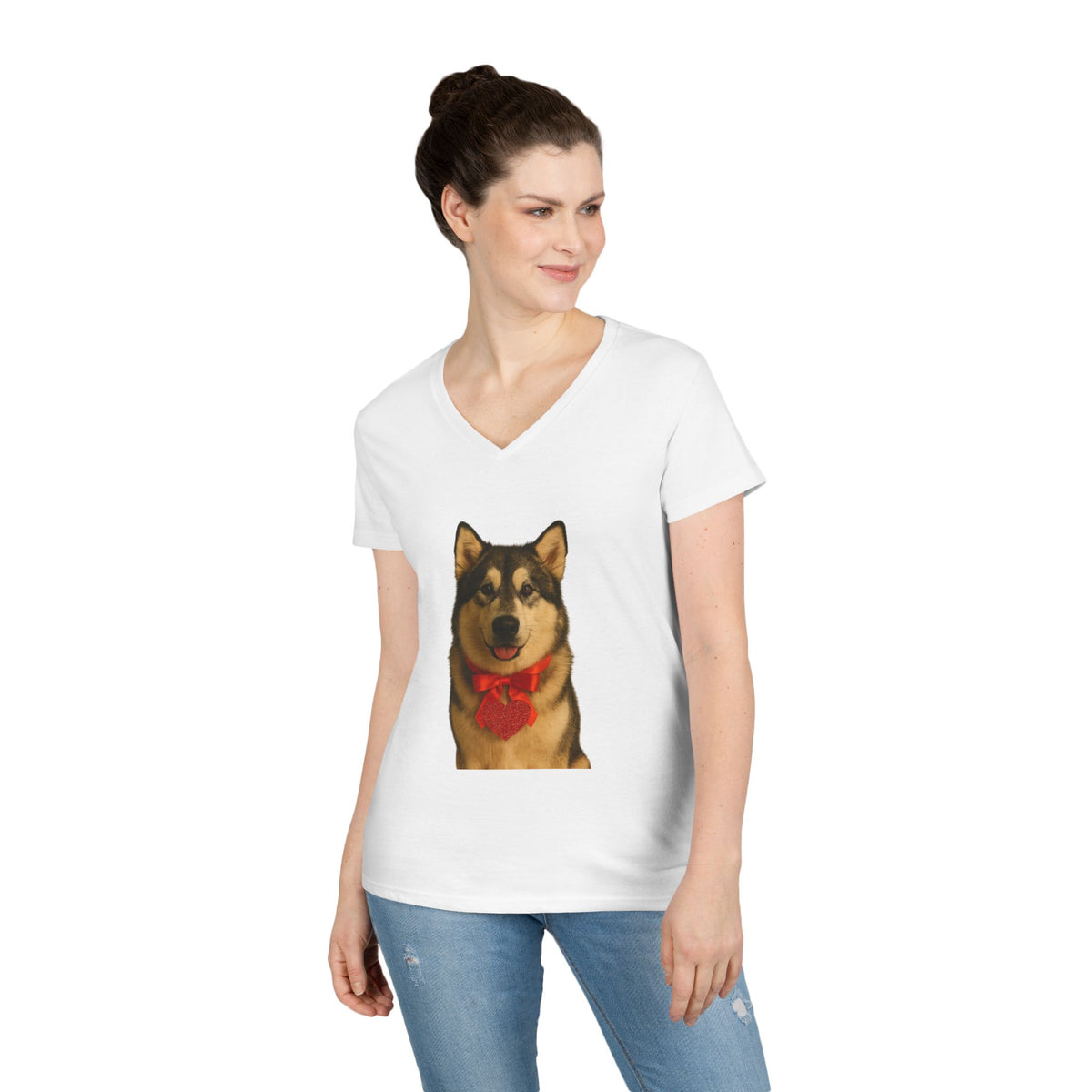 Cupid's Companion Malamute Women's V-Neck Tee