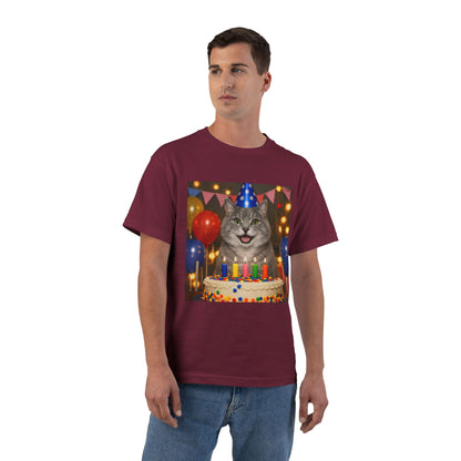 Birthday Buddy Cat Men's Short-Sleeve Crewneck Tee