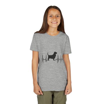 My Heart Beats For Bassets Youth Unisex Short Sleeve Crewneck Tee