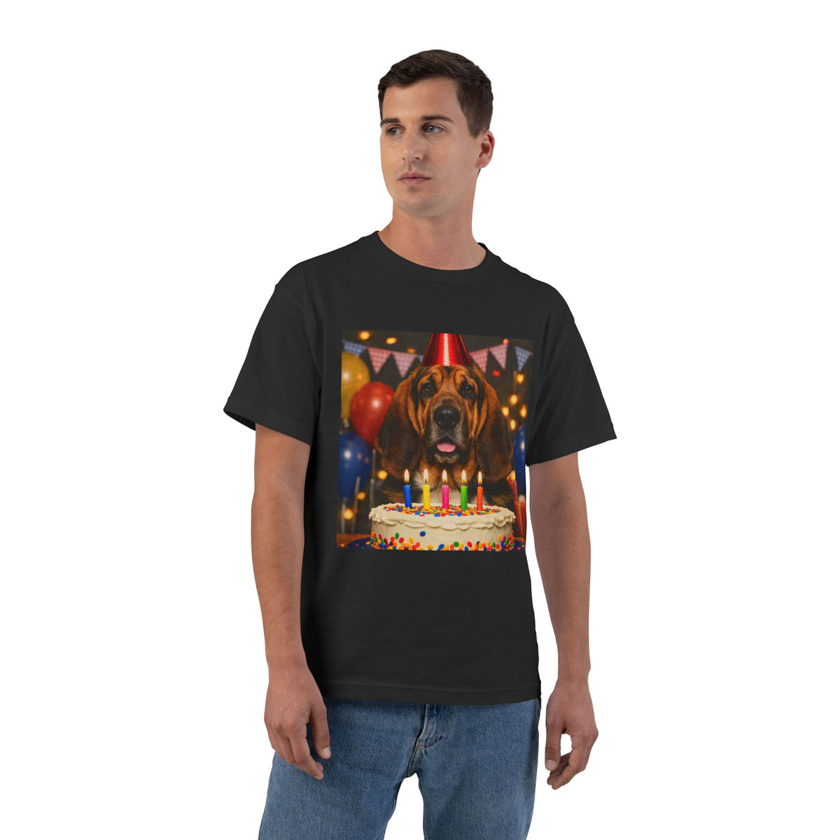 Birthday Buddy Bloodhound Men's Short-Sleeve Crewneck Tee
