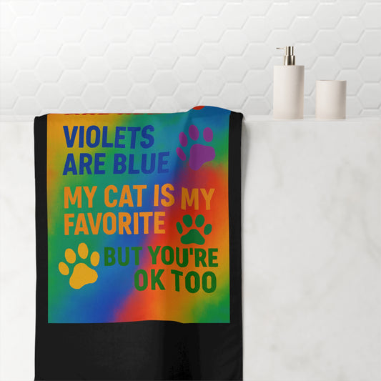 Roses Are Red Cat Mink-Cotton  Beach Towel
