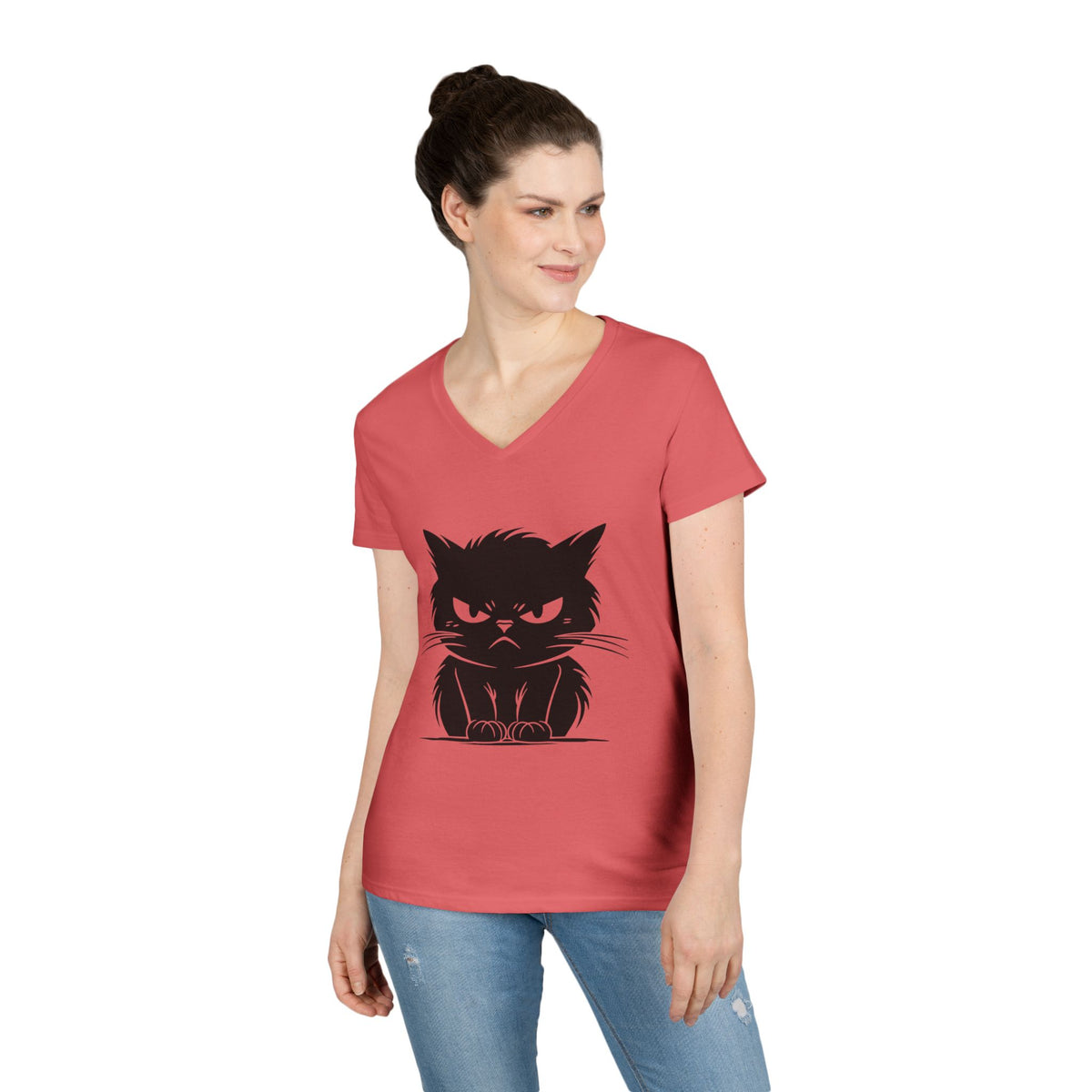 Angry Cat Women's V-Neck Tee