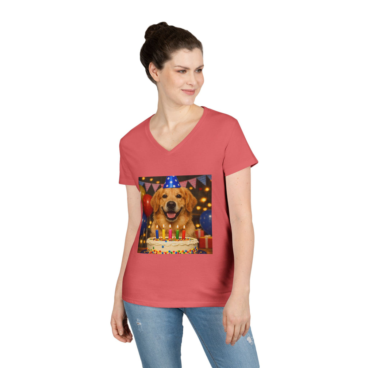 Birthday Buddy Golden Women's V-Neck Tee