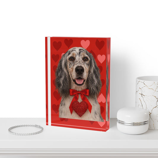 Cupid's Companion English Setter Acrylic Photo Block
