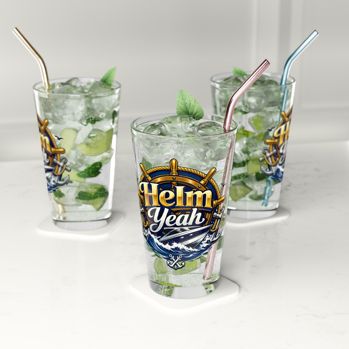 Helm Yeah Drinking Glass