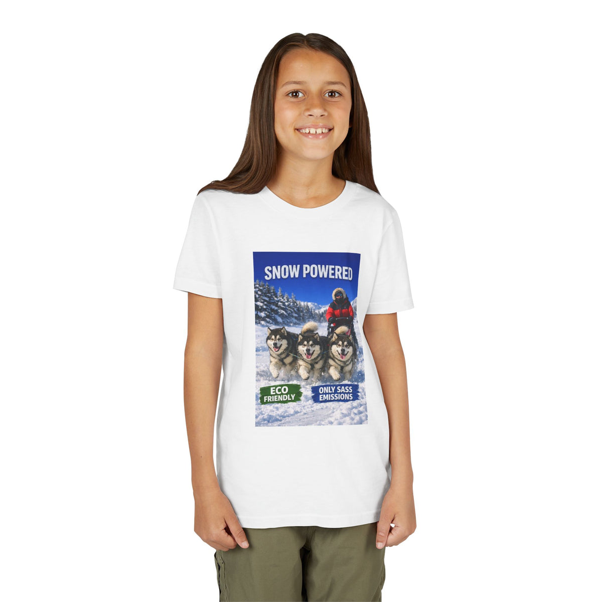 Snow Powered Youth Unisex Short Sleeve Crewneck Tee