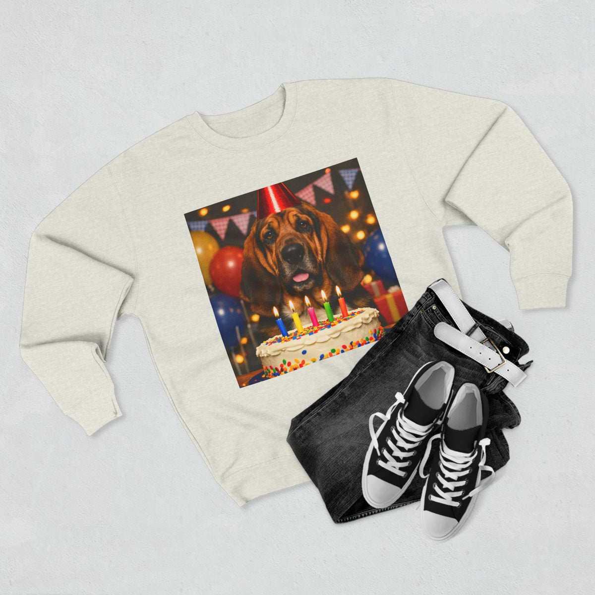 Birthday Buddy Bloodhound Unisex Crewneck Sweatshirt