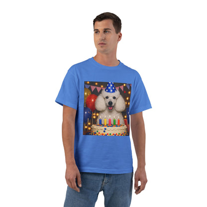 Birthday Buddy Poodle Men's Short-Sleeve Crewneck Tee