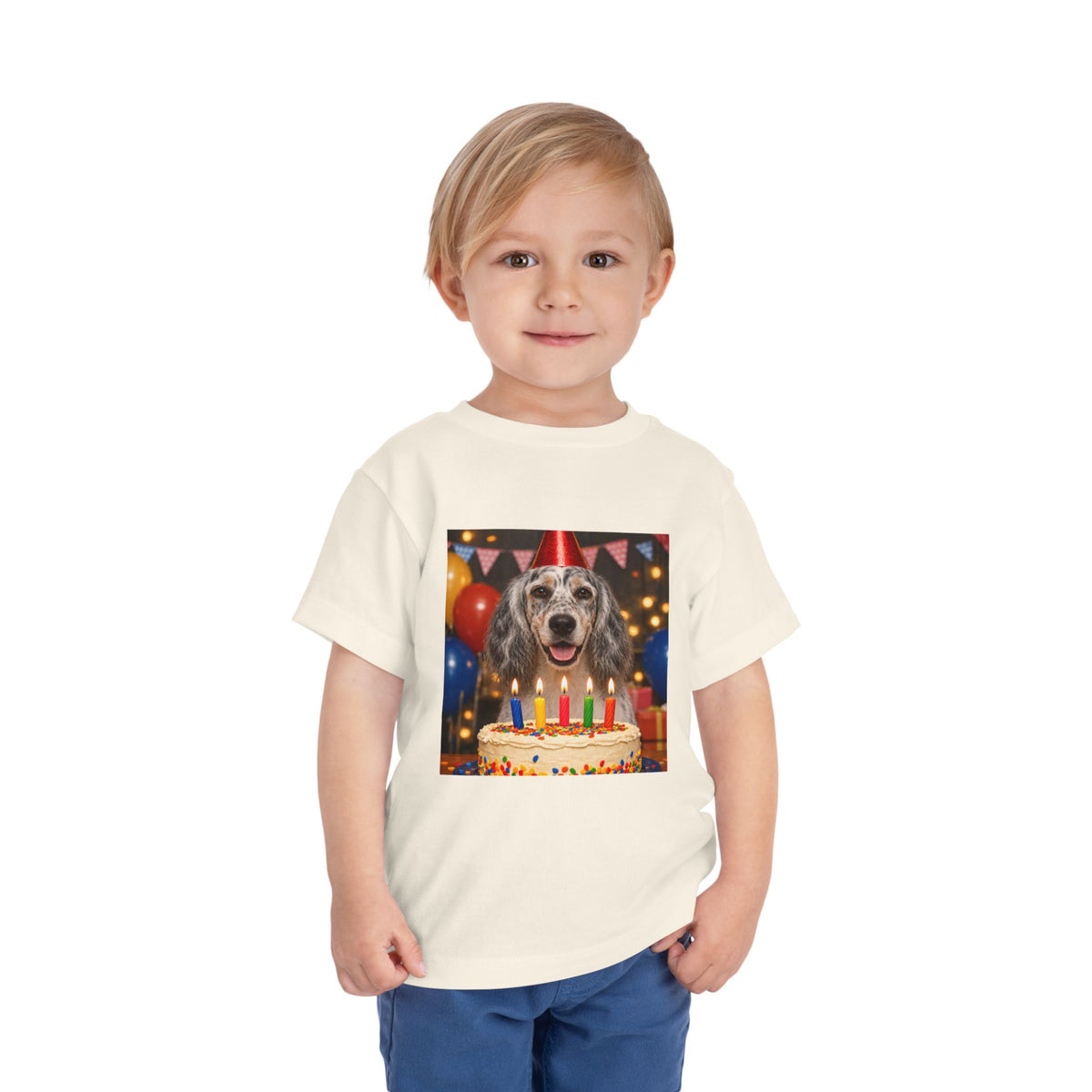 Birthday Buddy English Setter Toddler Unisex Short Sleeve Crewneck Tee