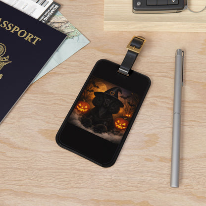 Witch Hat Pack Poodle Leather Strap Luggage Tag