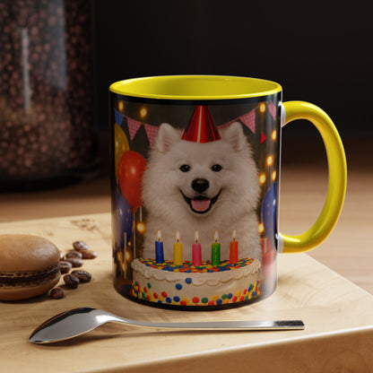 Birthday Buddy Samoyed 2-Tone Coffee Mug