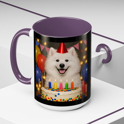 Birthday Buddy Samoyed 2-Tone Coffee Mug