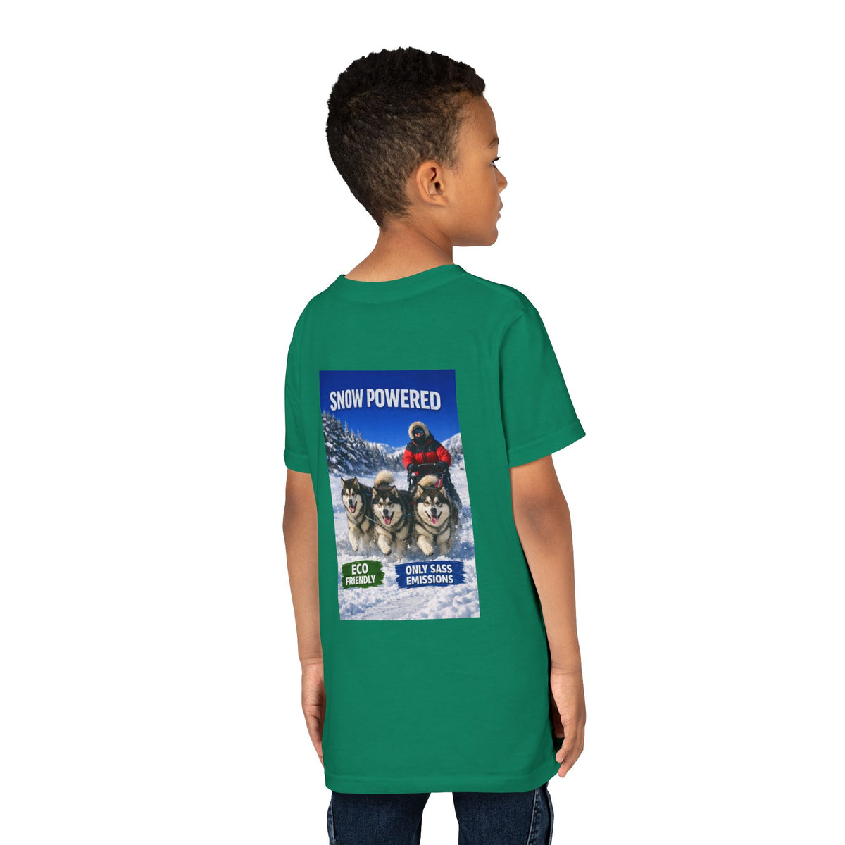 Snow Powered Youth Unisex Short Sleeve Crewneck Tee