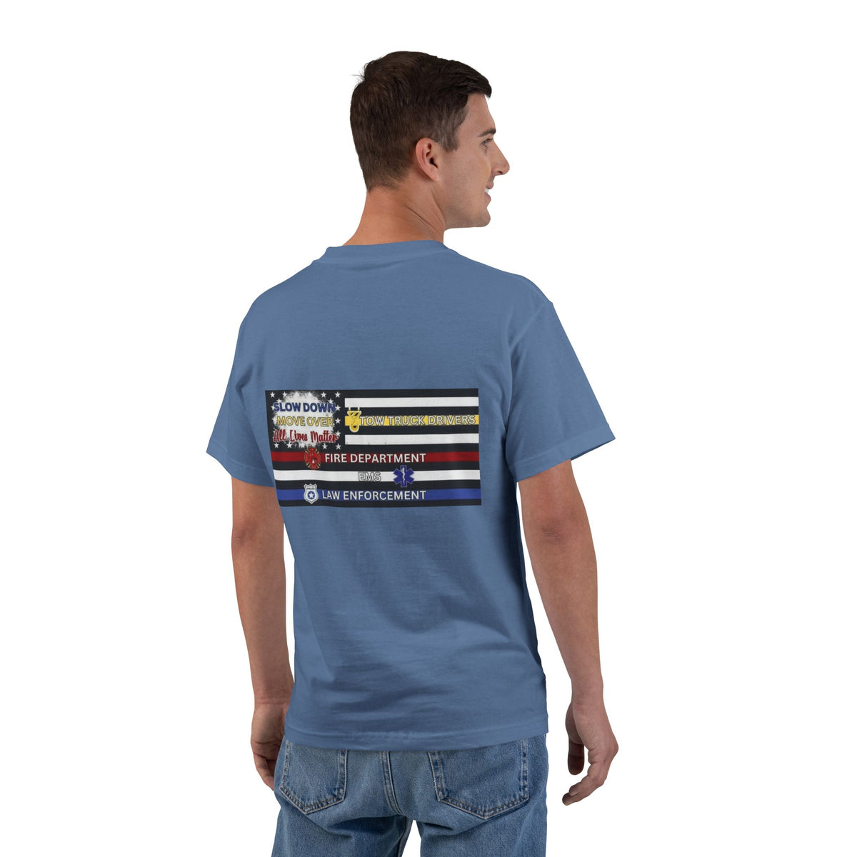 Slow Down Move Over Flag Men's Short-Sleeve Crewneck Tee