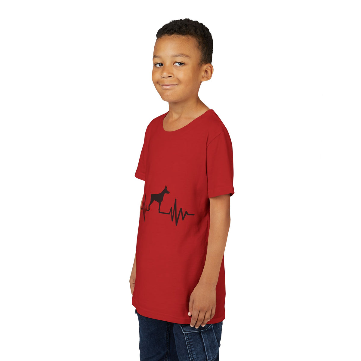 My Heart Beats For Dobermans Youth Unisex Short Sleeve Crewneck Tee