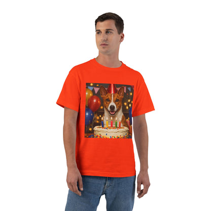 Birthday Buddy Basenji Men's Short-Sleeve Crewneck Tee