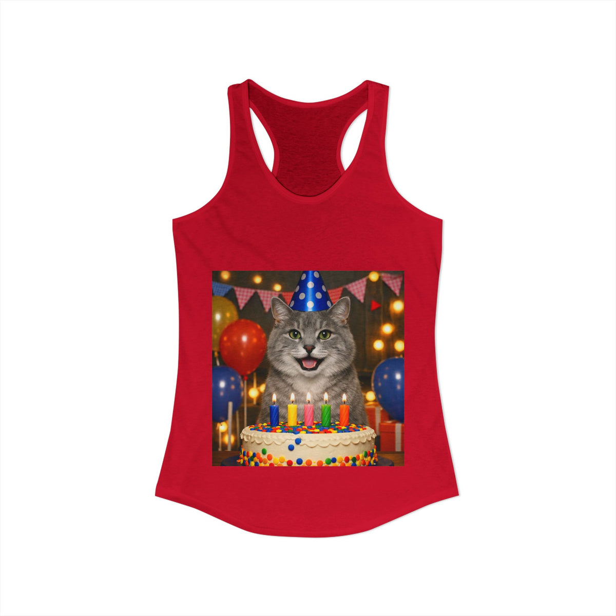 Birthday Buddy Cat Women's Racerback Tank