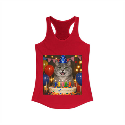 Birthday Buddy Cat Women's Racerback Tank