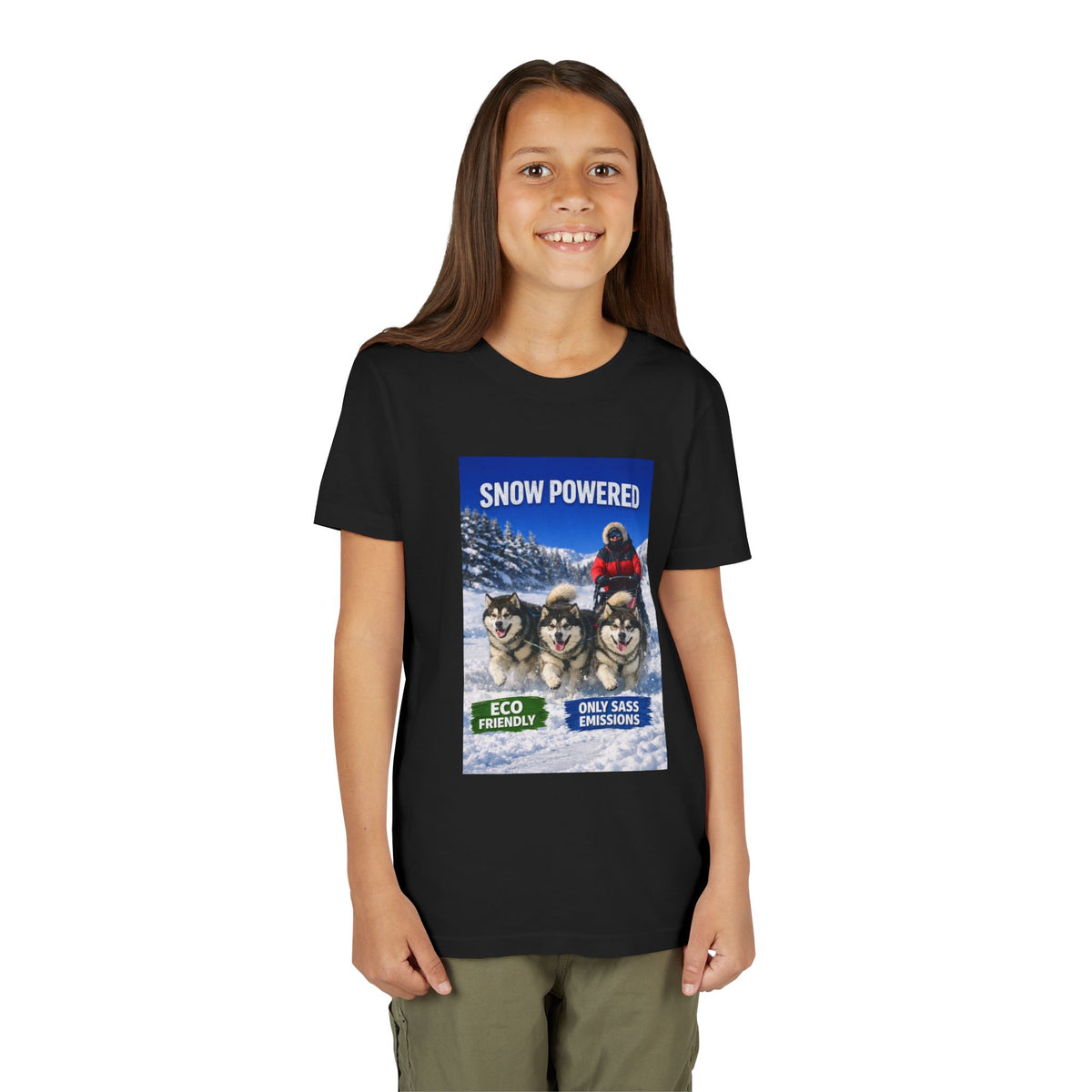 Snow Powered Youth Unisex Short Sleeve Crewneck Tee