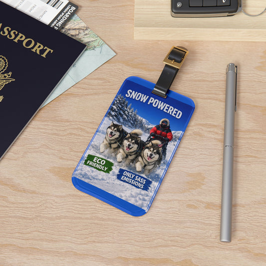 Snow Powered Leather Strap Luggage Tag