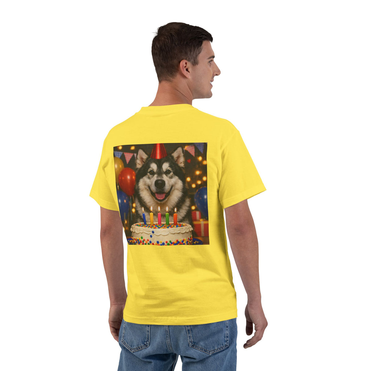 Birthday Buddy Malamute Men's Short-Sleeve Crewneck Tee