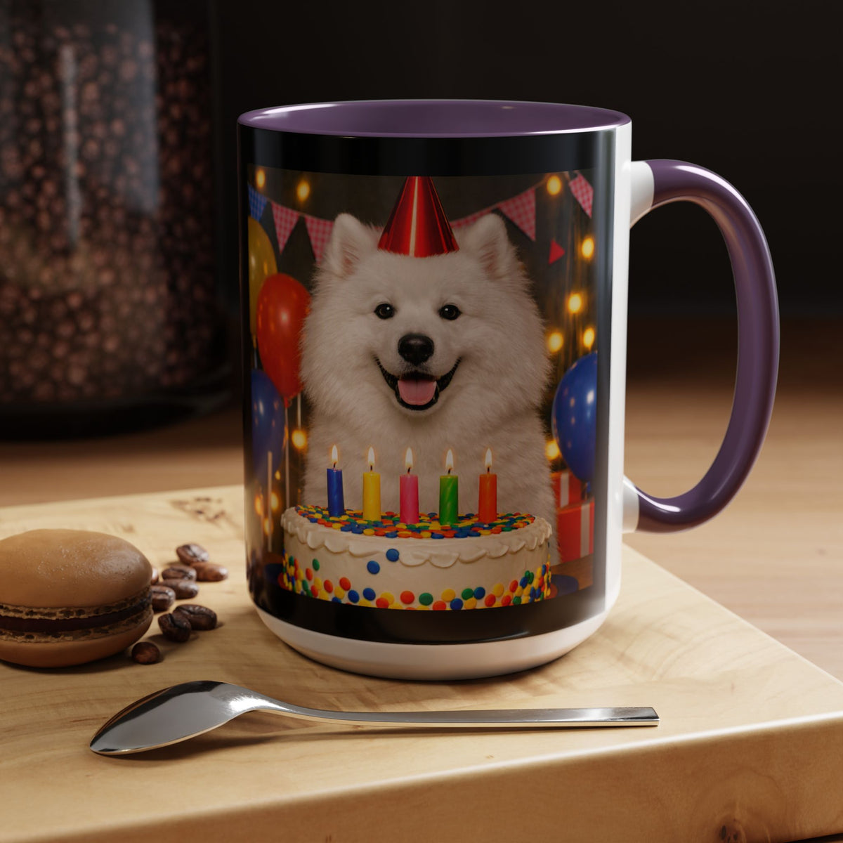 Birthday Buddy Samoyed 2-Tone Coffee Mug