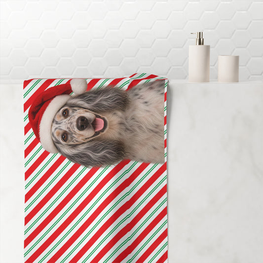 Santa Paws English Setter Mink-Cotton  Beach Towel