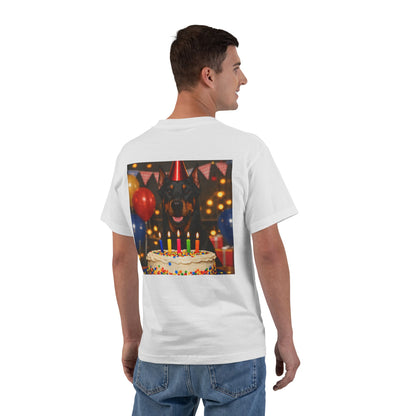 Birthday Buddy Doberman Men's Short-Sleeve Crewneck Tee