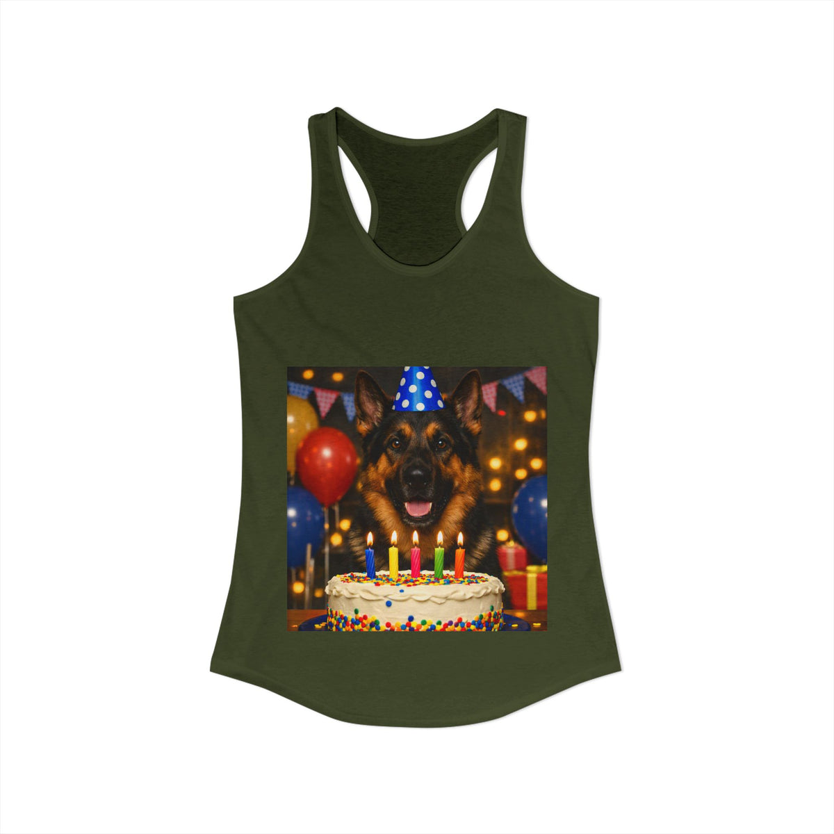 Birthday Buddy German Shepherd Women's Racerback Tank