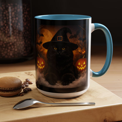 Witch Hat Pack Cat 2-Tone Coffee Mug