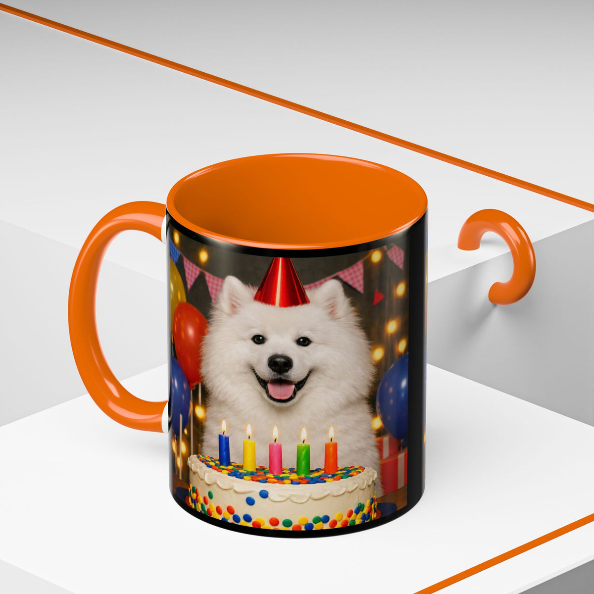 Birthday Buddy Samoyed 2-Tone Coffee Mug
