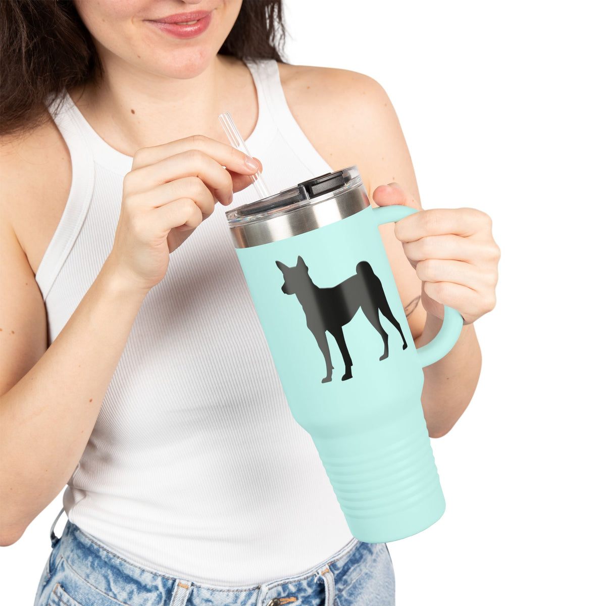 Basenji Silhouette Insulated Travel Mug