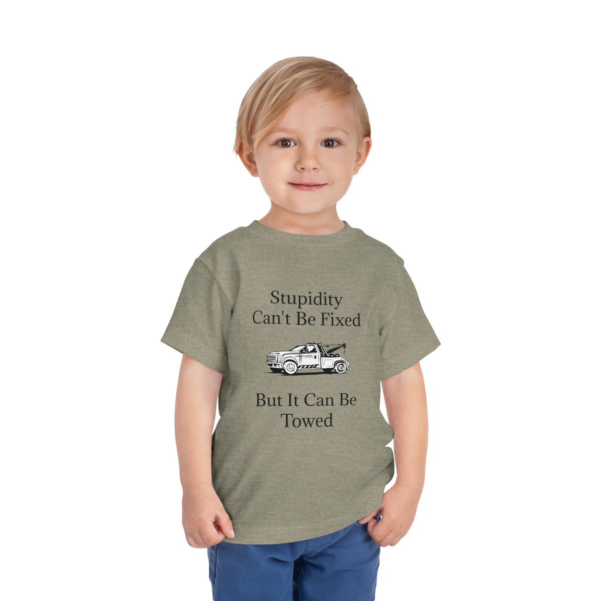 Stupidity Wheel Lift Tow Truck Toddler Unisex Short Sleeve Crewneck Tee