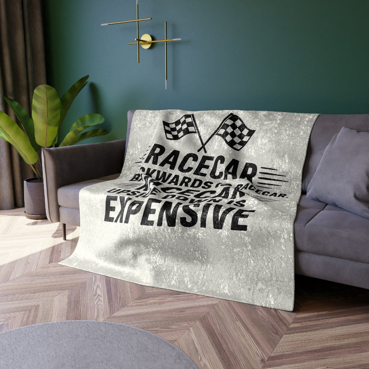 Racecar Backwards Crushed Velvet Blanket