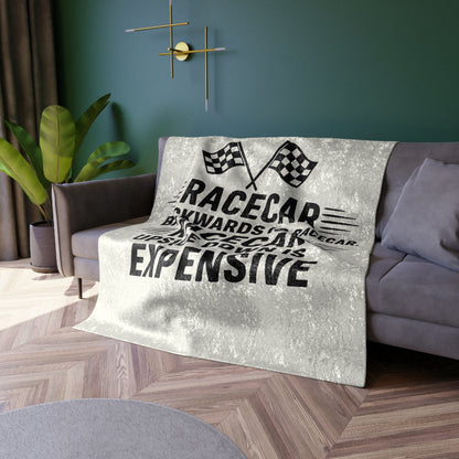 Racecar Backwards Crushed Velvet Blanket