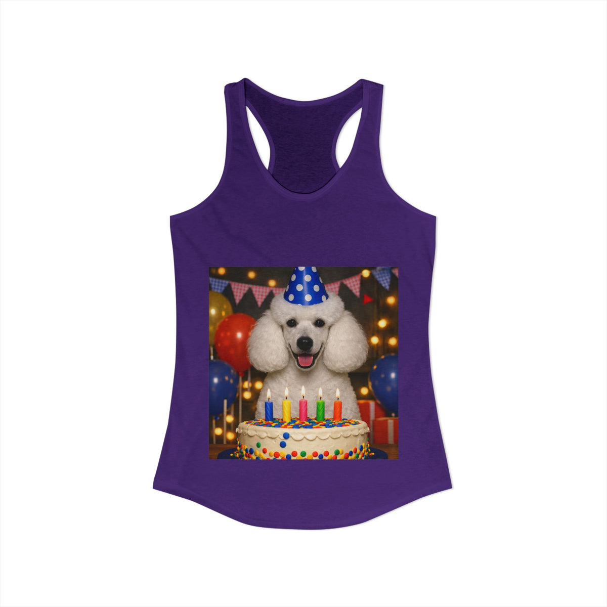 Birthday Buddy Poodle Women's Racerback Tank
