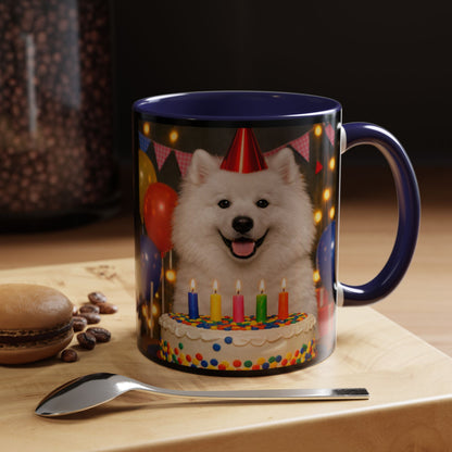 Birthday Buddy Samoyed 2-Tone Coffee Mug