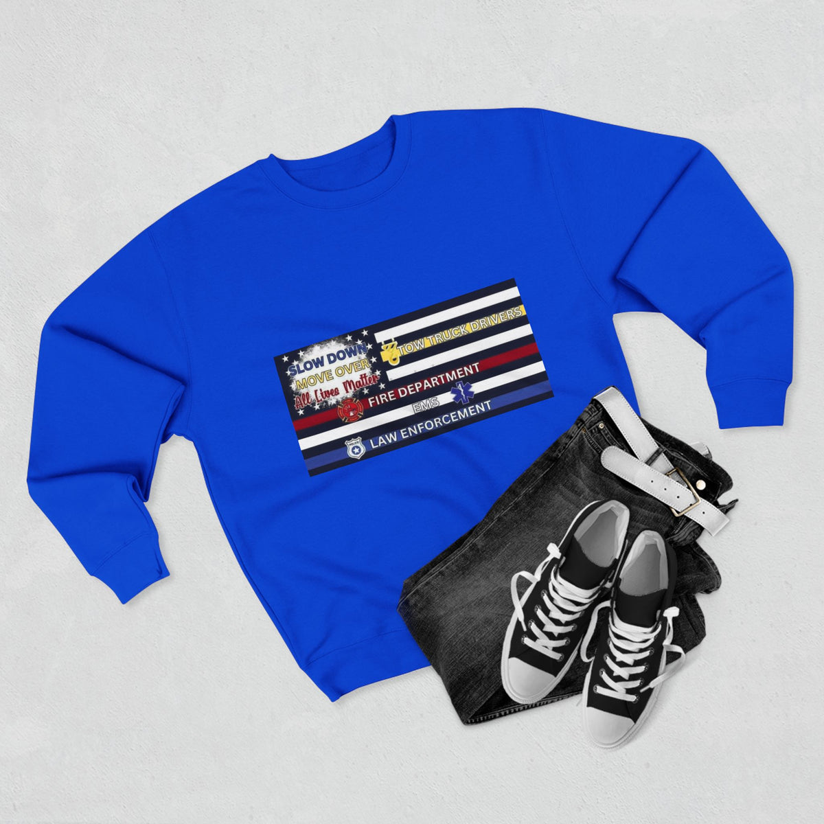 Slow Down Move Over Flag Unisex Crewneck Sweatshirt