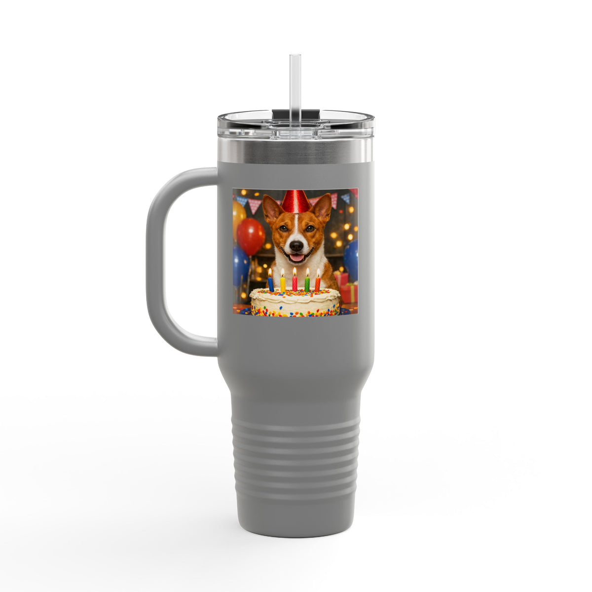 Birthday Buddy Basenji Insulated Travel Mug